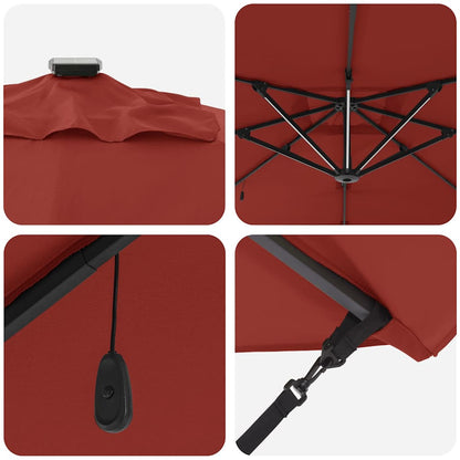 Sonnenschirm mit LED-Lichtleisten Terrakotta 286 x 284 x 270 cm