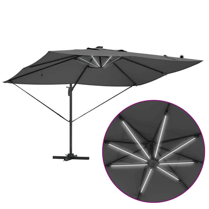 vidaXL Sonnenschirm mit LED-Lichtleisten Anthrazit 352 x 251 x 265 cm