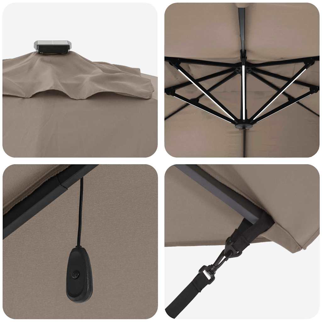 vidaXL Sonnenschirm Taupe 352 x 251 x 265 cm Polyester und Aluminium