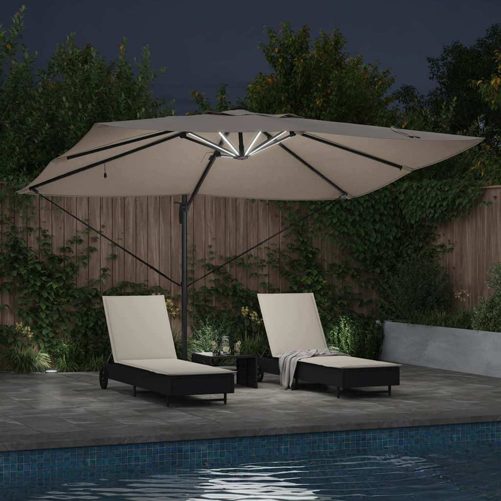 vidaXL Sonnenschirm Taupe 352 x 251 x 265 cm Polyester und Aluminium