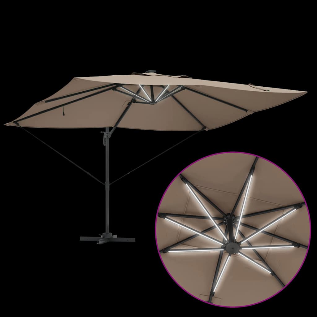 vidaXL Sonnenschirm Taupe 352 x 251 x 265 cm Polyester und Aluminium