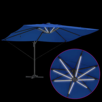 vidaXL Sonnenschirm mit LED-Lichtleisten Azurblau 352 x 251 x 265 cm