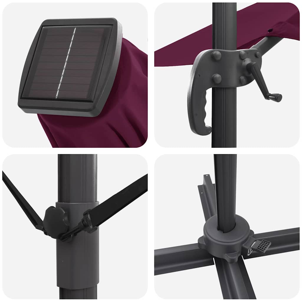 vidaXL Sonnenschirm mit Schloss Bordeauxrot 352 x 251 x 265 cm
