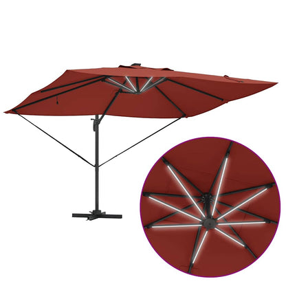 vidaXL Sonnenschirm mit LED-Lichtleisten Terrakotta 352 x 251 x 265 cm