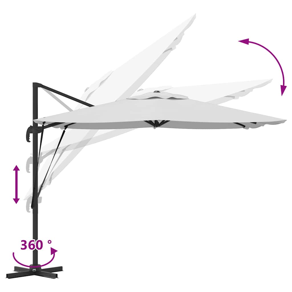 vidaXL Roma Parasol Beige 286 x 284 x 265 cm Aluminium und Polyester