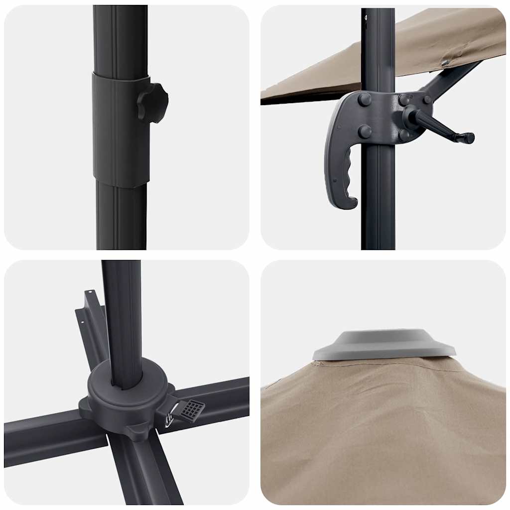 vidaXL Roma Parasol Taupe 286 x 284 x 265 cm Aluminium und Polyester
