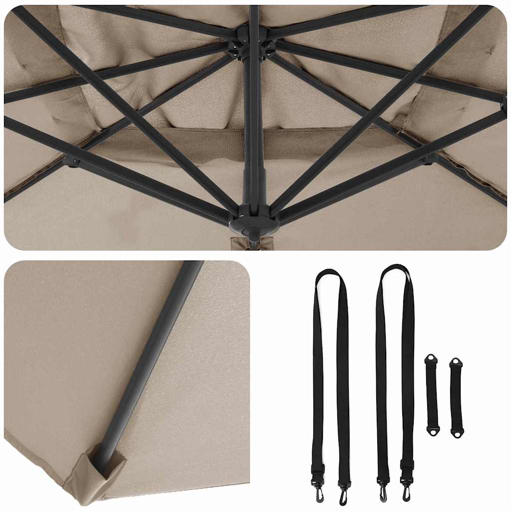 vidaXL Roma Parasol Taupe 286 x 284 x 265 cm Aluminium und Polyester