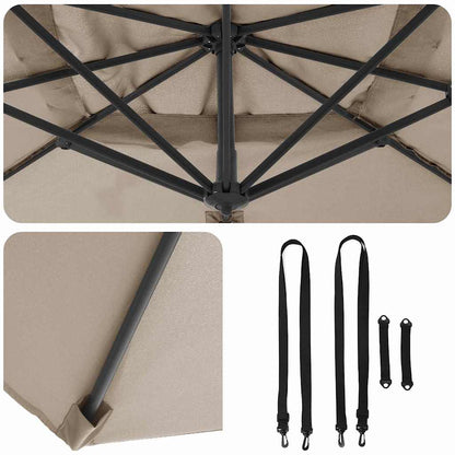 vidaXL Roma Parasol Taupe 286 x 284 x 265 cm Aluminium und Polyester