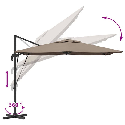 vidaXL Roma Parasol Taupe 286 x 284 x 265 cm Aluminium und Polyester