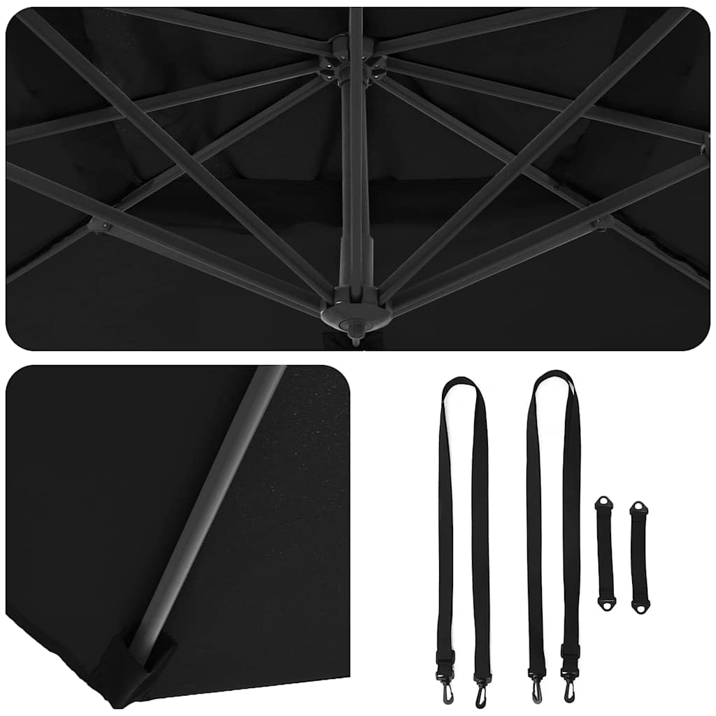 Roma Parasol Schwarz 286 x 284 x 265 cm Aluminium und Polyester