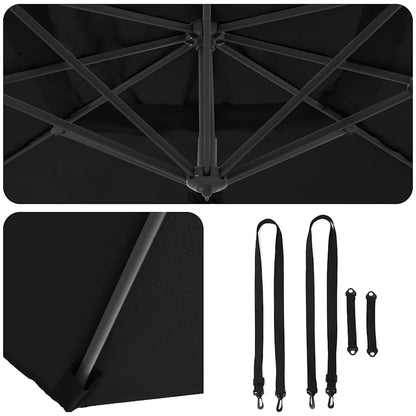 Roma Parasol Schwarz 286 x 284 x 265 cm Aluminium und Polyester