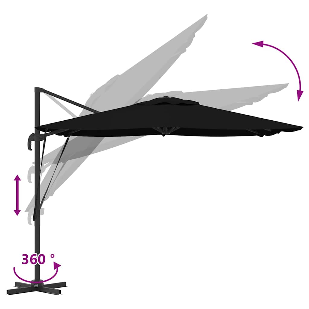 Roma Parasol Schwarz 286 x 284 x 265 cm Aluminium und Polyester