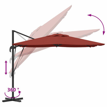 Roma Parasol Rot 286 x 284 x 265 cm Aluminium und Polyester