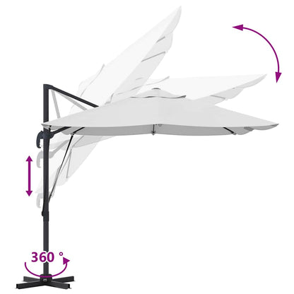 vidaXL Sonnenschirm Sand 351 x 250 x 260 cm Polyester und Aluminium