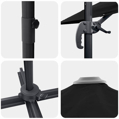 vidaXL Sonnenschirm Schwarz 351 x 250 x 260 cm Polyester und Aluminium