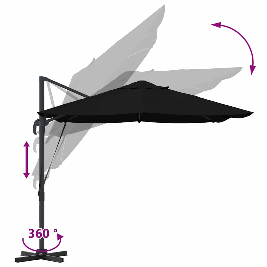 vidaXL Sonnenschirm Schwarz 351 x 250 x 260 cm Polyester und Aluminium