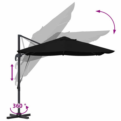 vidaXL Sonnenschirm Schwarz 351 x 250 x 260 cm Polyester und Aluminium