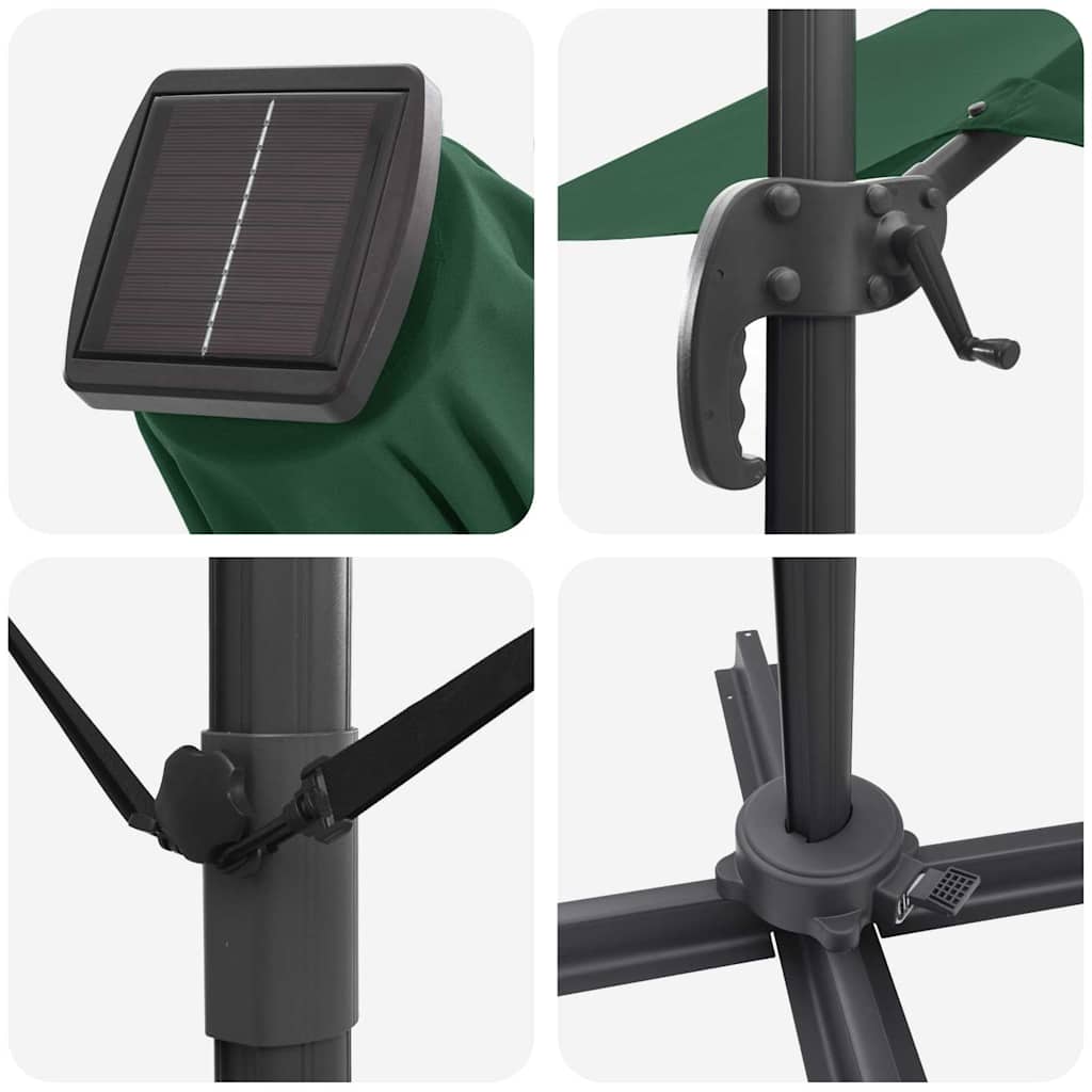 vidaXL Roma Parasol Grün 286 x 284 x 270 cm Aluminium und Polyester