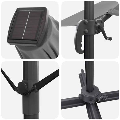 Roma Parasol mit LED-Lichtleisten Anthrazit 286 x 284 x 270 cm