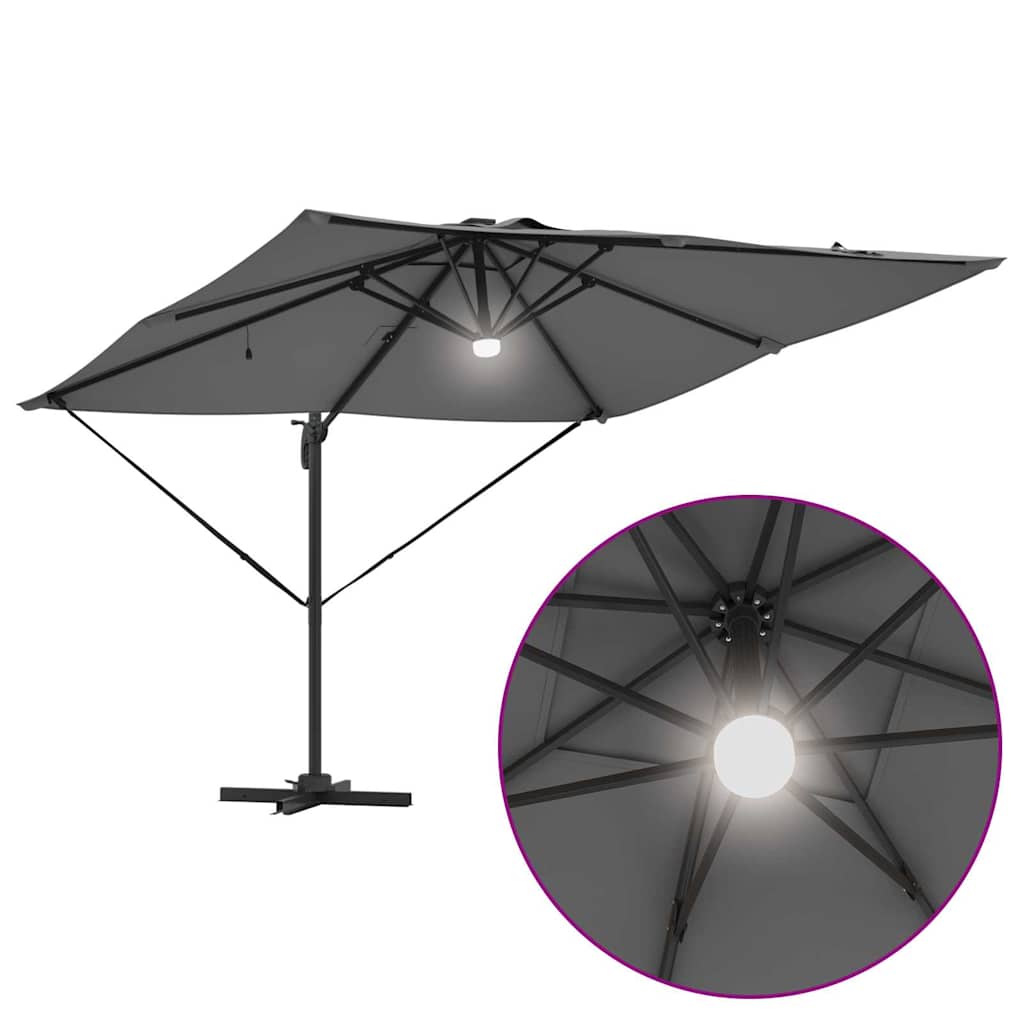 vidaXL Roma Parasol mit LED-Lichtleisten Anthrazit 286 x 284 x 270 cm