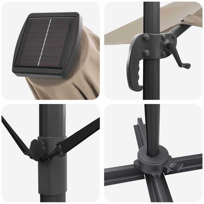 Roma Parasol Taupe 286 x 284 x 270 cm Aluminium und Polyester