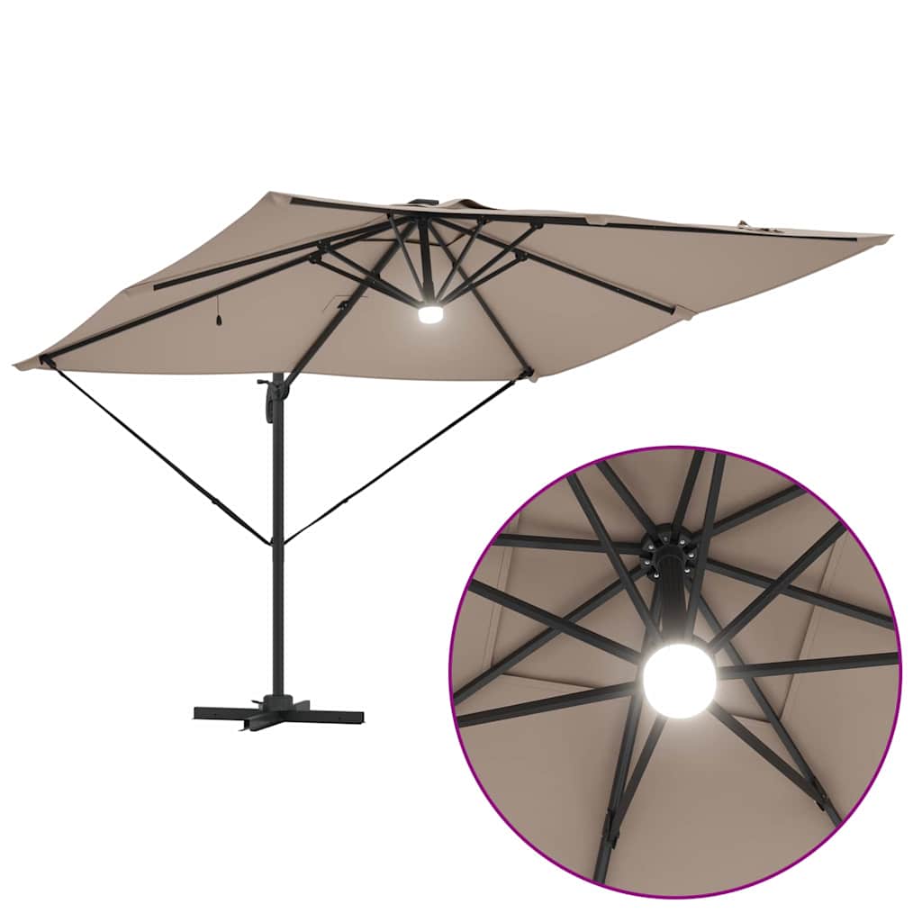 vidaXL Roma Parasol Taupe 286 x 284 x 270 cm Aluminium und Polyester