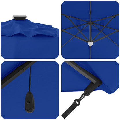 vidaXL Roma Parasol Blau 286 x 284 x 270 cm Aluminium und Polyester