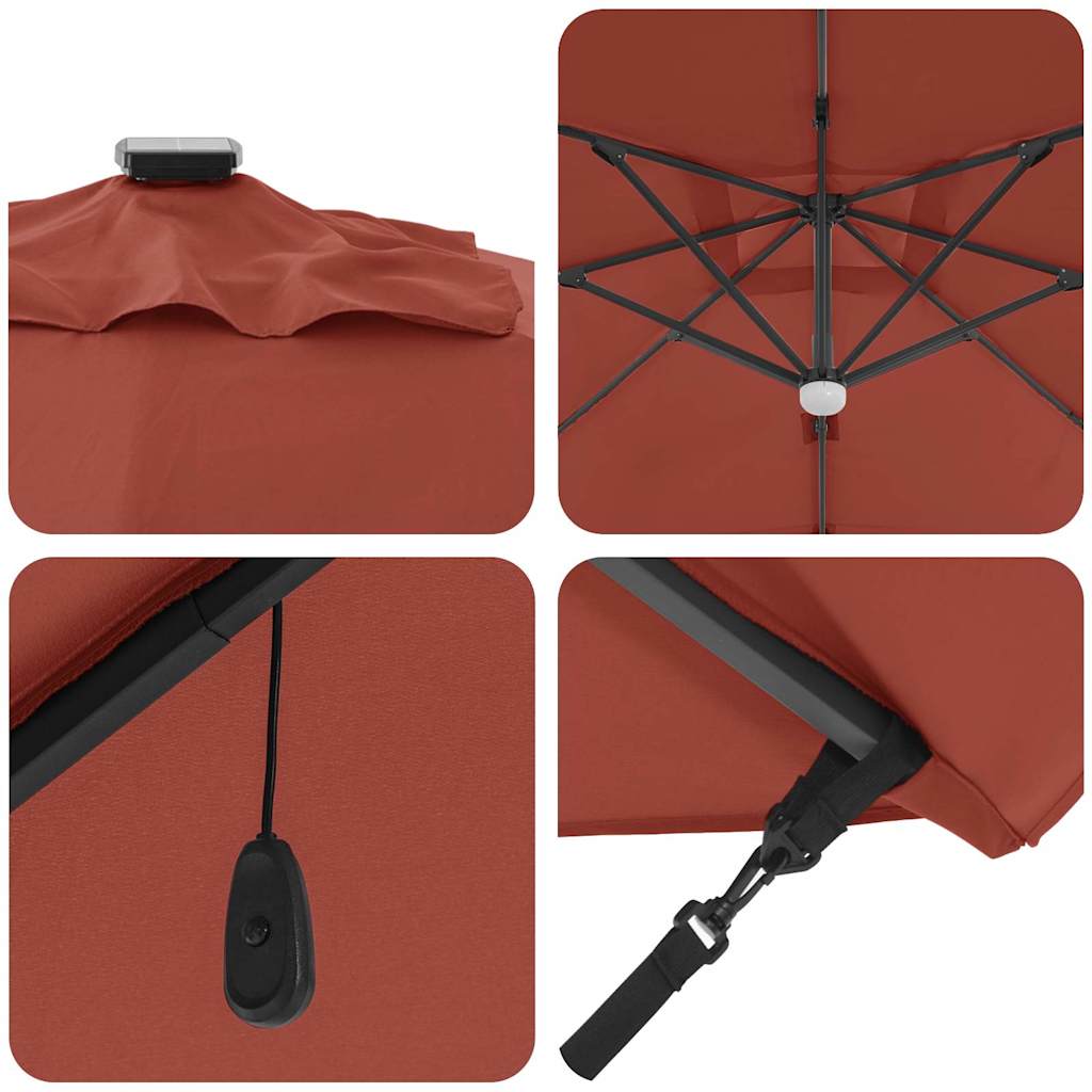 vidaXL Roma Parasol Rot 286 x 284 x 270 cm Aluminium und Polyester