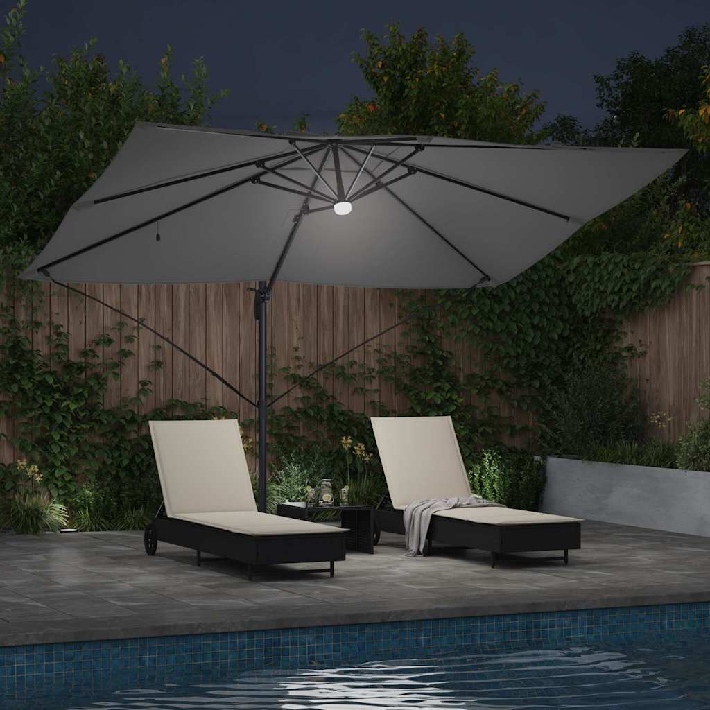 vidaXL Sonnenschirm mit LED-Lichtleisten Anthrazit 351 x 250 x 253 cm