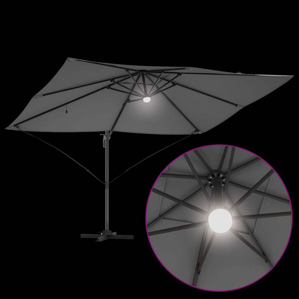 vidaXL Sonnenschirm mit LED-Lichtleisten Anthrazit 351 x 250 x 253 cm