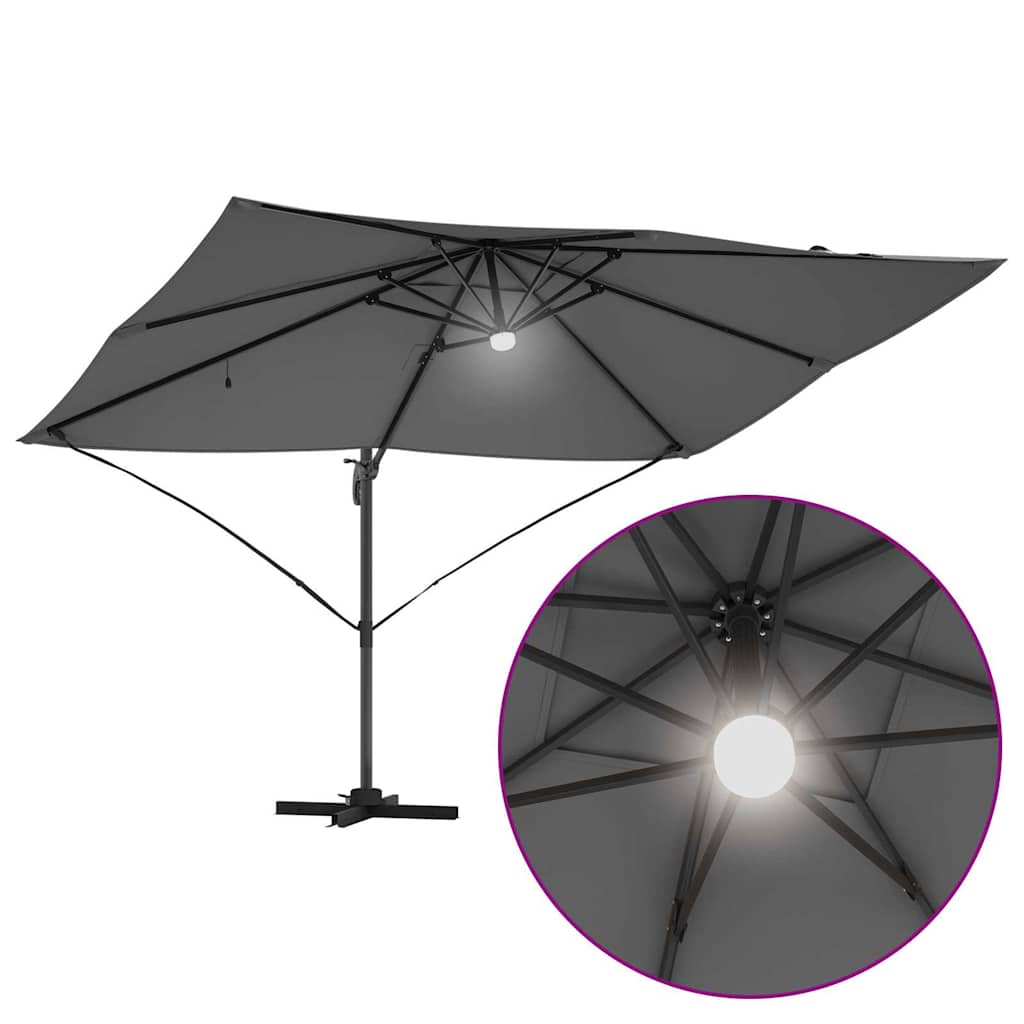 vidaXL Sonnenschirm mit LED-Lichtleisten Anthrazit 351 x 250 x 253 cm