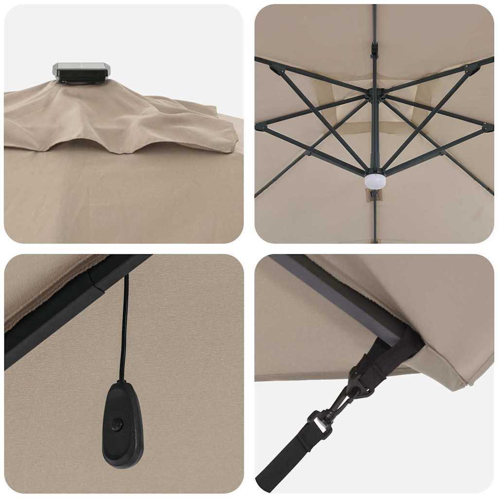 vidaXL Sonnenschirm Taupe 351 x 250 x 253 cm Polyester und Aluminium