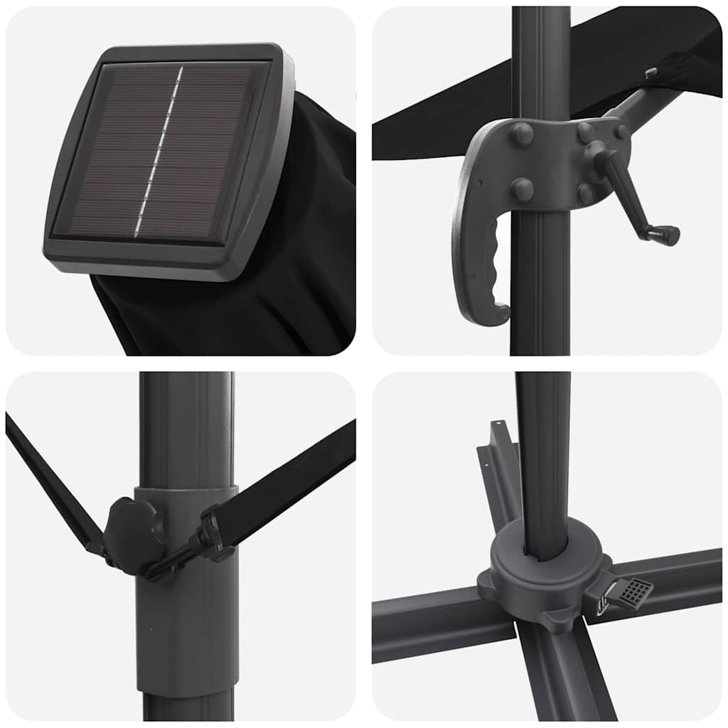 vidaXL Sonnenschirm Schwarz 351 x 250 x 253 cm Polyester und Aluminium