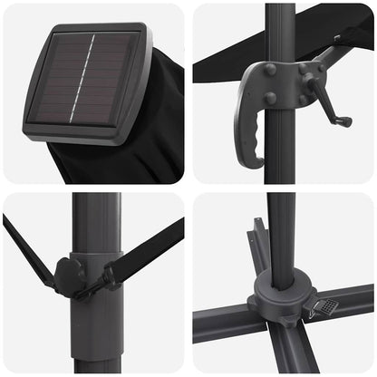 vidaXL Sonnenschirm Schwarz 351 x 250 x 253 cm Polyester und Aluminium