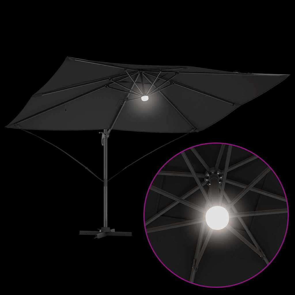 vidaXL Sonnenschirm Schwarz 351 x 250 x 253 cm Polyester und Aluminium