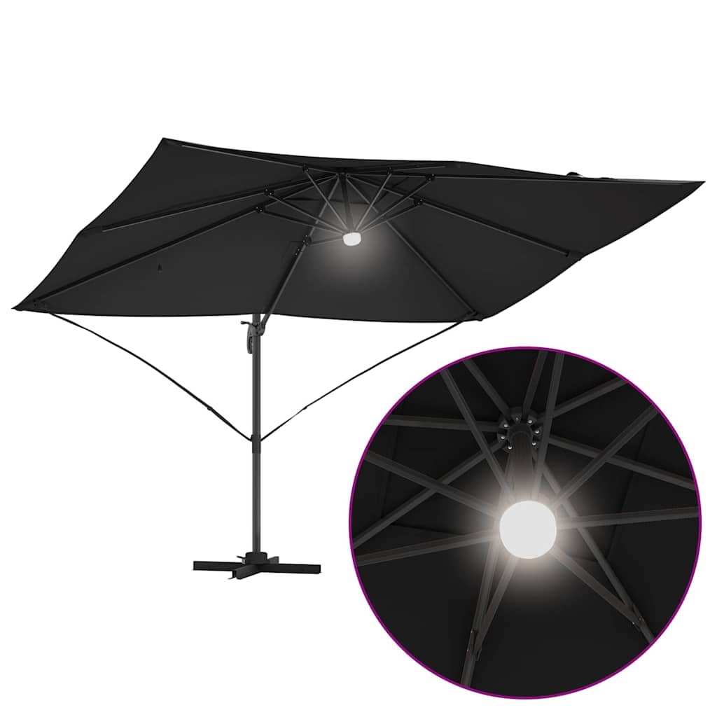 vidaXL Sonnenschirm Schwarz 351 x 250 x 253 cm Polyester und Aluminium