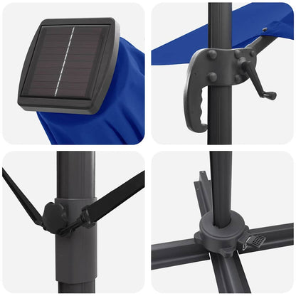 vidaXL Sonnenschirm mit LED-Lichtleisten Azurblau 351 x 250 x 253 cm