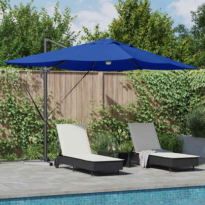vidaXL Sonnenschirm mit LED-Lichtleisten Azurblau 351 x 250 x 253 cm
