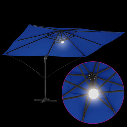 vidaXL Sonnenschirm mit LED-Lichtleisten Azurblau 351 x 250 x 253 cm