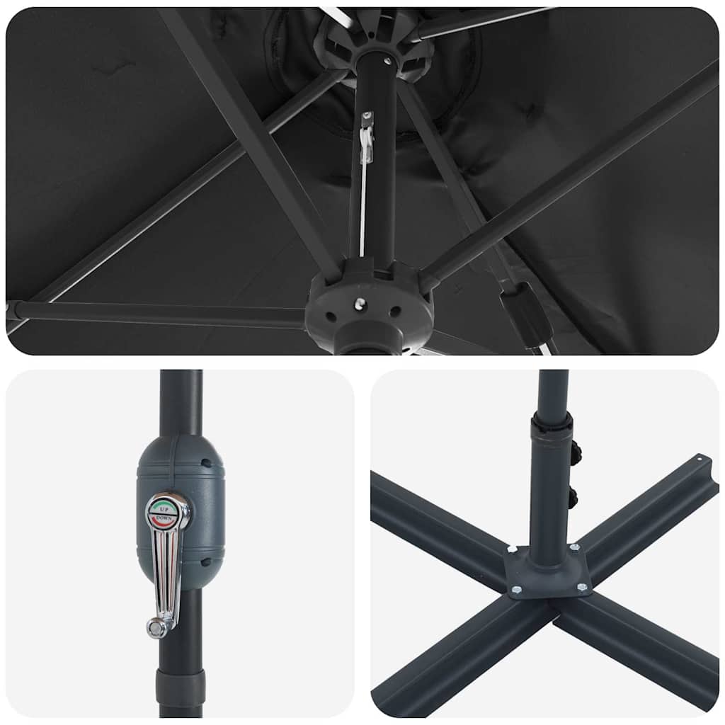 Garten-Sonnenschirm Schwarz 370 x 197 x 239 cm