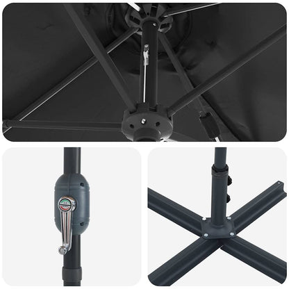 Garten-Sonnenschirm Schwarz 370 x 197 x 239 cm