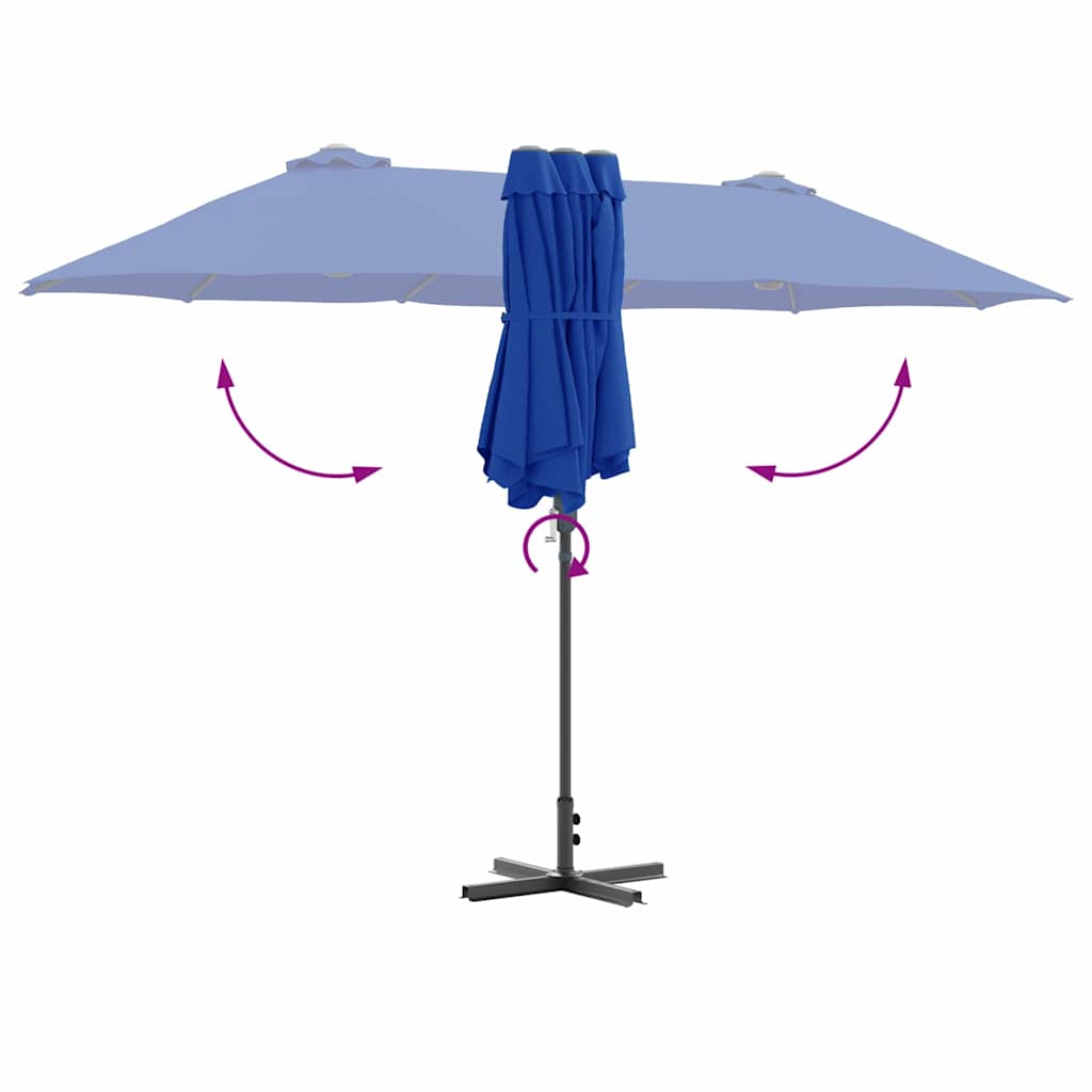 vidaXL Garten-Sonnenschirm Azurblau 370 x 197 x 239 cm