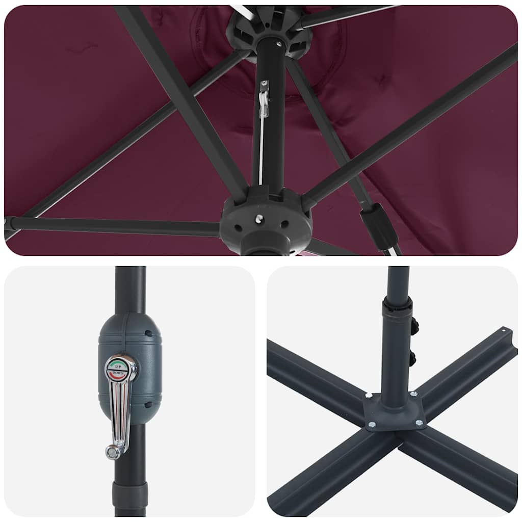 Garten-Sonnenschirm Bordeauxrot 370 x 197 x 239 cm