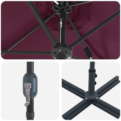 Garten-Sonnenschirm Bordeauxrot 370 x 197 x 239 cm