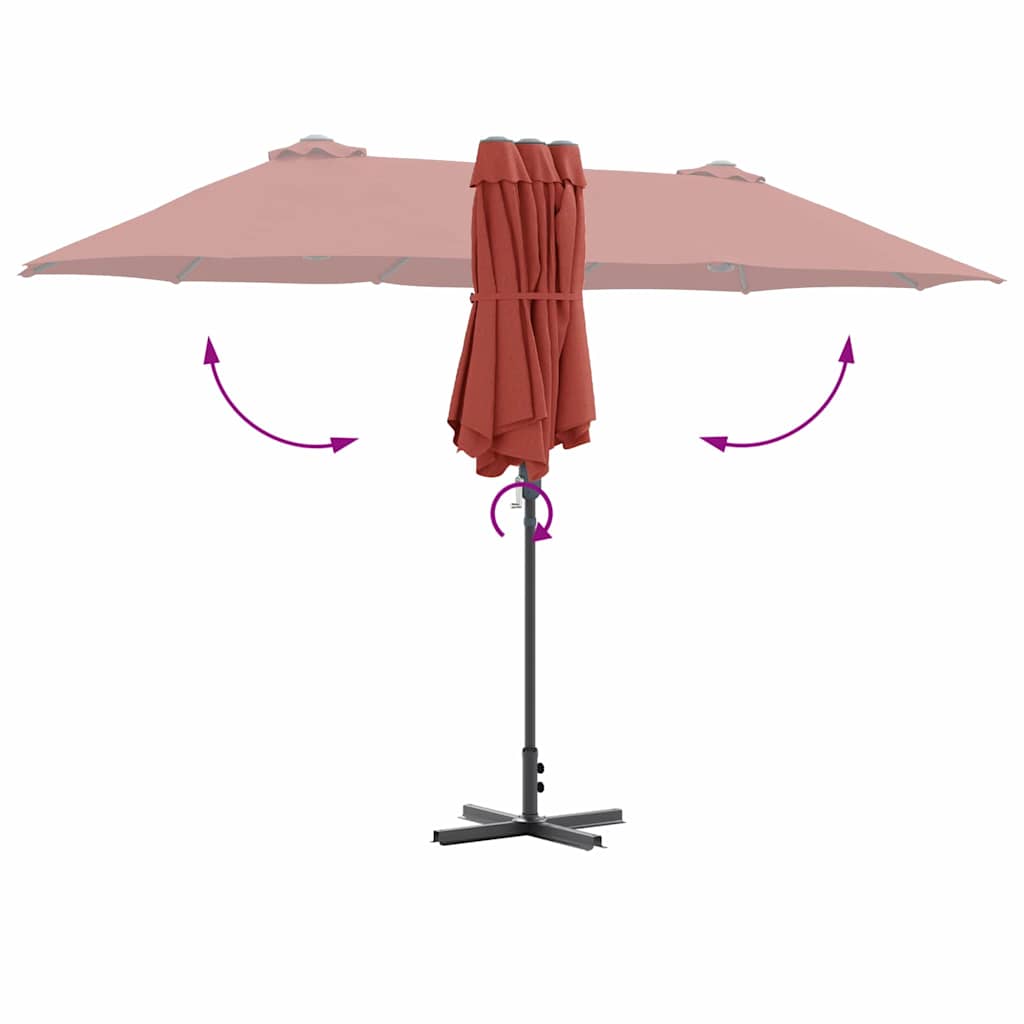 vidaXL Garten-Sonnenschirm Terrakotta 370 x 197 x 239 cm