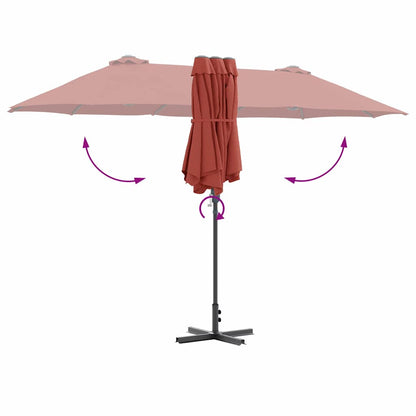 vidaXL Garten-Sonnenschirm Terrakotta 370 x 197 x 239 cm