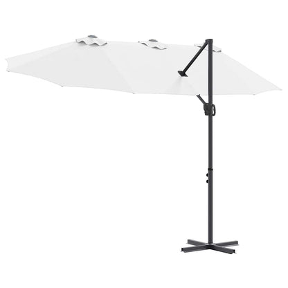 vidaXL Parasol déporté sable 372 x 198 x 243 cm Polyester et aluminium
