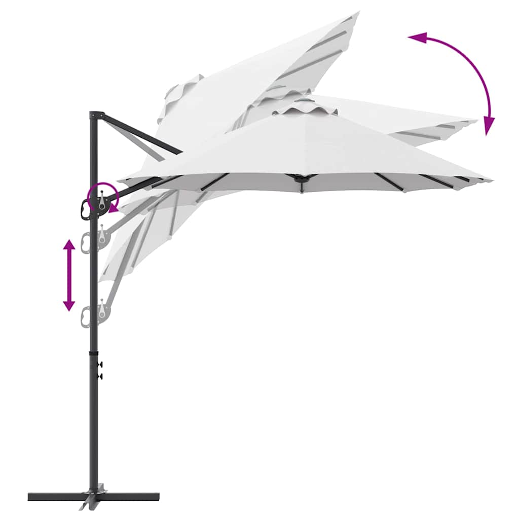 vidaXL Parasol déporté sable 372 x 198 x 243 cm Polyester et aluminium