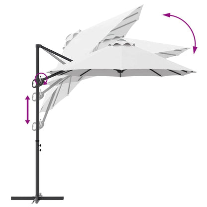 vidaXL Parasol déporté sable 372 x 198 x 243 cm Polyester et aluminium