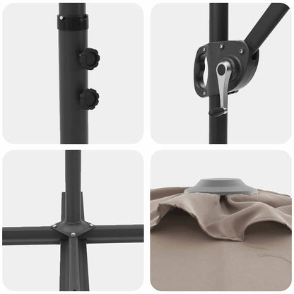 vidaXL Sonnenschirm Taupe 372 x 198 x 243 cm Polyester und Aluminium